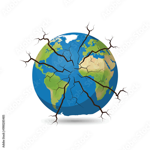 Cracked Earth Globe Planet Surface.