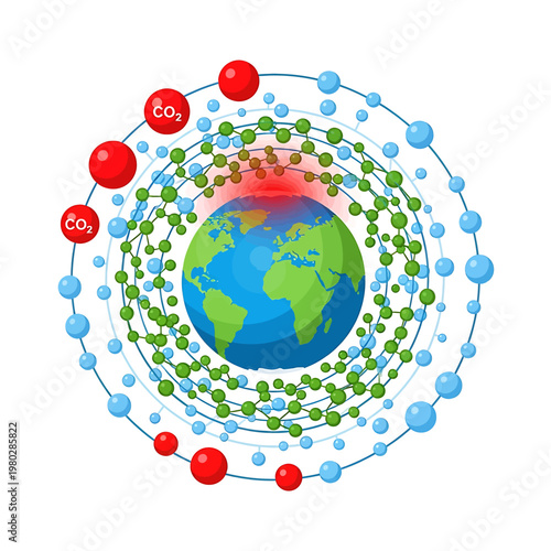 Earth with swirling molecules around globe.