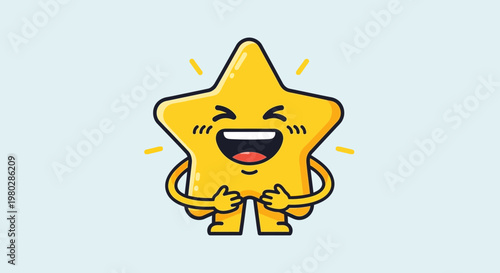 Happy Star Character Laughing Merrily
