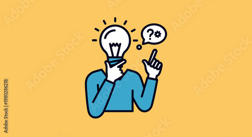 Idea Light Bulb Head Question Mark Thinking Concept Illustration