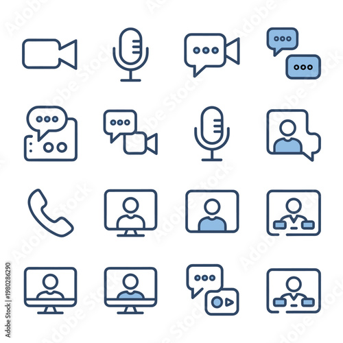 Collection of icons representing various communication and video call methods