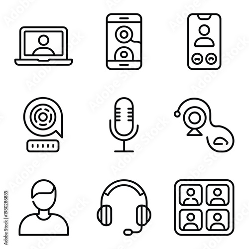 Collection of icons representing various communication and video call tools