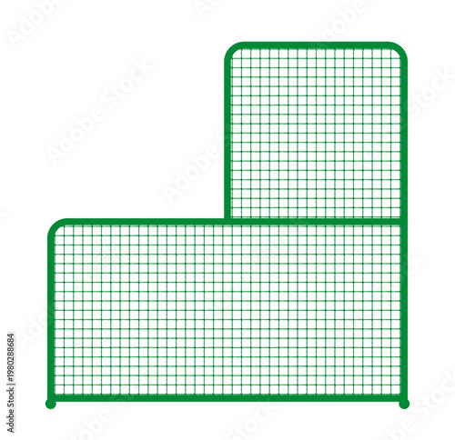 防球ネット L字型レイアウト 野球ピッチャースポーツ用ネットフレーム ベクター素材