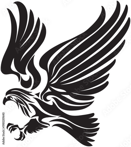 鷲のトライバル風のロゴ・イラストマーク