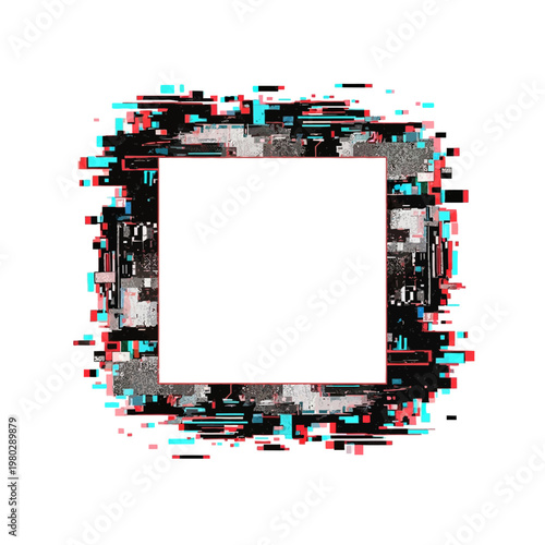 Glitchy digital frame border design.
