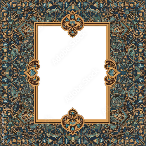 Ornate gold frame with decorations.