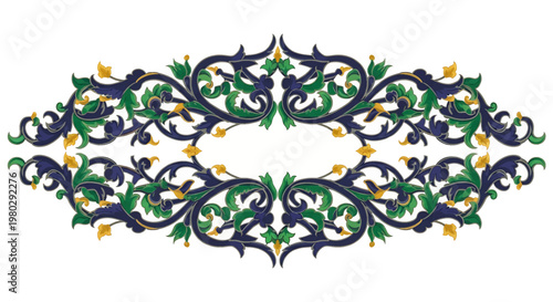 Colorful floral pattern design element.