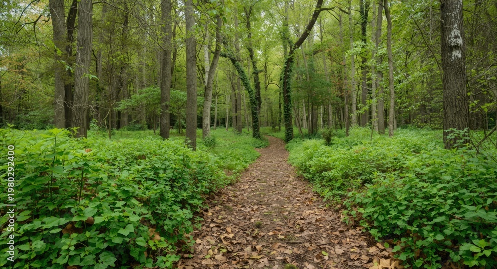 Fototapeta premium Natural Path Through a Serene and Enchanting Woodland Area
