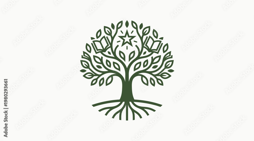 Obraz premium Elegant Tree of Knowledge Logo Design
