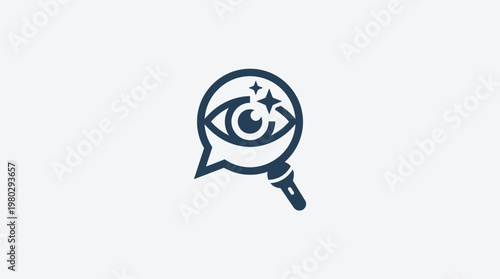 Eye Icon in Magnifying Glass Logo Design
