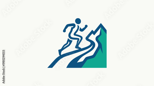 Silhouette Of Runner Ascending a Mountain