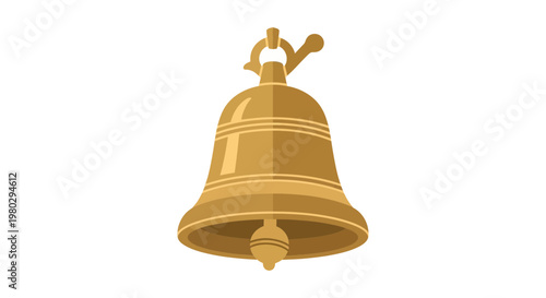Golden Bell Icon Isolated on White Background - Vintage Object