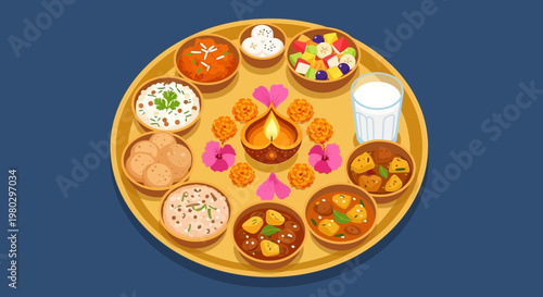 Indian Festival Food Platter with Diya and Sweets