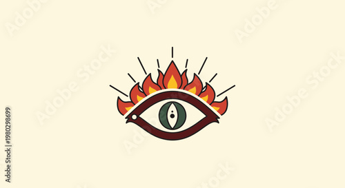 Mystical Eye of Fire Symbol, Abstract Vision Concept
