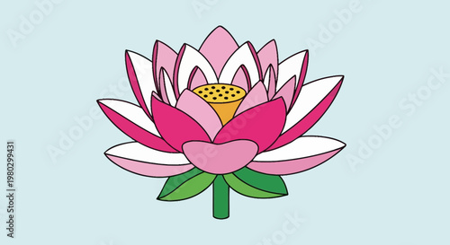Pink Lotus Flower Illustration, Spiritual Symbol, Clean Design