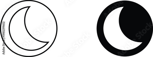Sun and moon icon set. Day and night symbols. Weather sign. Light and dark cycle design. 
Celestial sign. Astrology and .solated vector graphics. 

