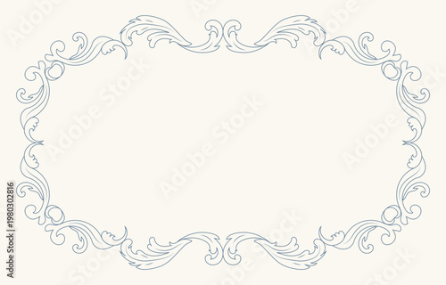 Baroque Decorative Crest Frame with Classic Engraving Style