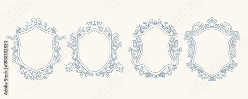 Elegant baroque frame collection with vintage rococo flourishes and acanthus