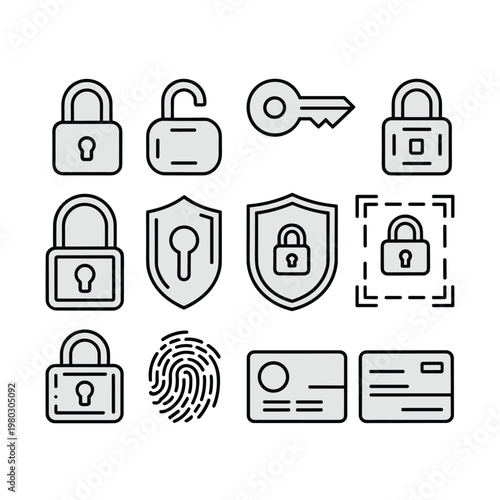 Collection of icons representing various security and access control methods