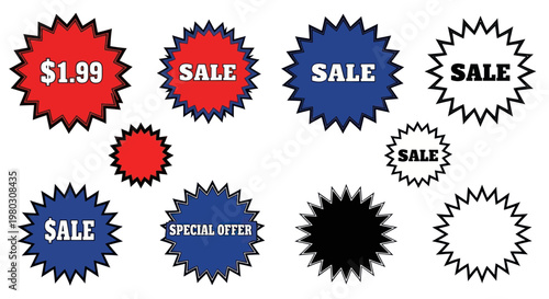 Sale Price Tags and Starburst Sticker Collection
