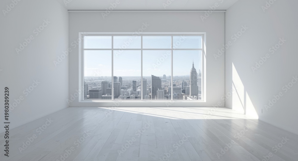 Fototapeta premium Empty studio area with clear window view