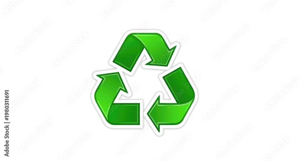 Obraz premium Green recycle icon presented isolated on white with a clipping path effect