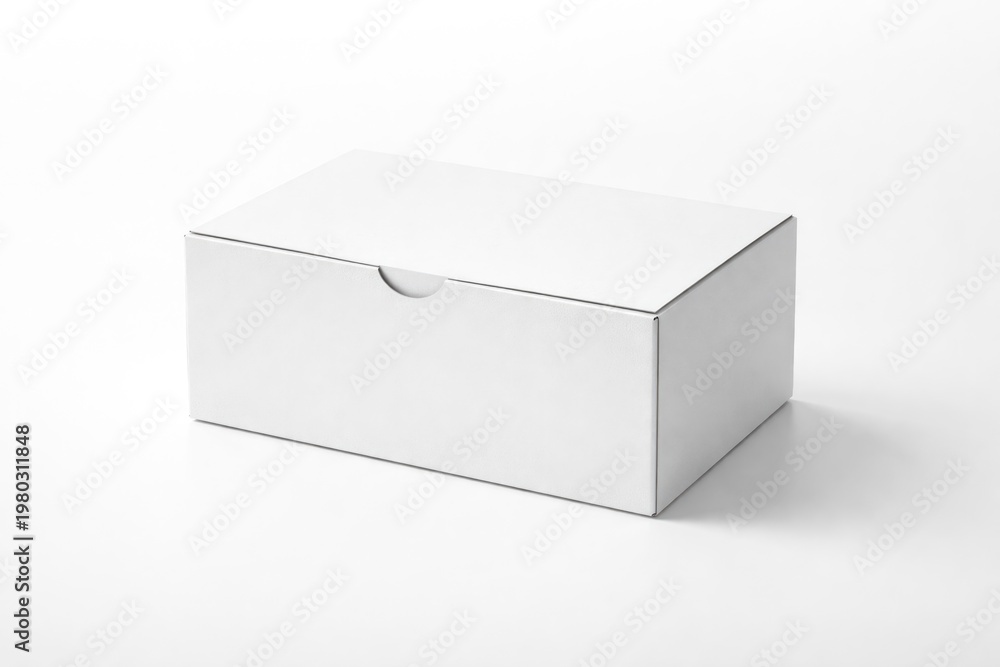 Fototapeta premium White Cardboard Box Isolated on Clean White Surface for Packaging Display