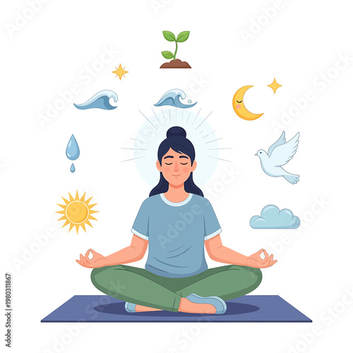 Woman meditating in lotus position 12.