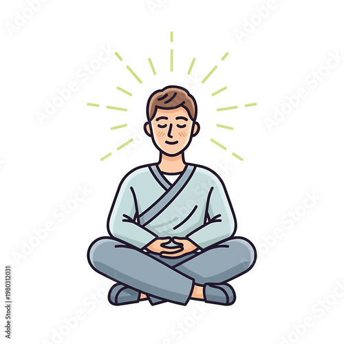 Man Sitting in Meditation Posture 12.