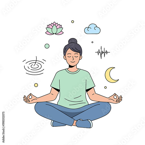 Woman meditating in lotus position calmly 11.