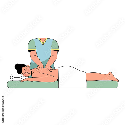Woman receiving back massage therapy treatment.