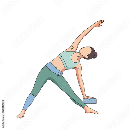 Woman in Triangle Pose Yoga.