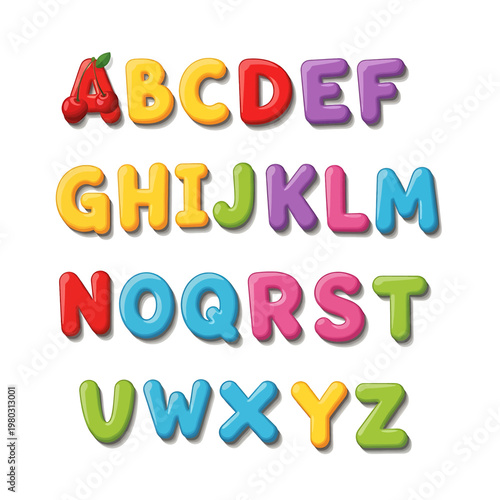 Colorful Alphabet Letters in Row 3.