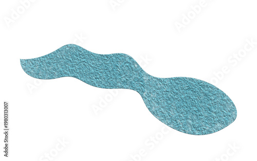 Textured blue wavy organic shape on a white background
