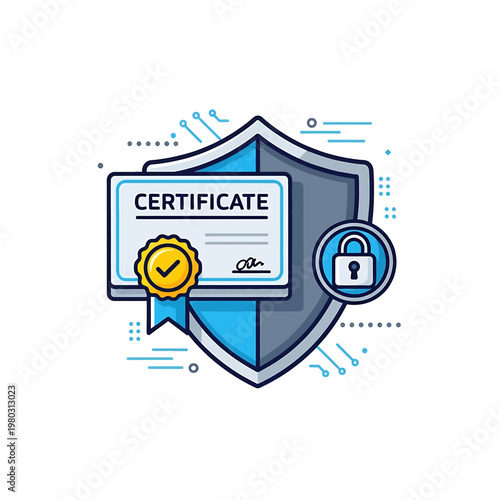 Secure Certificate with Shield and Lock.