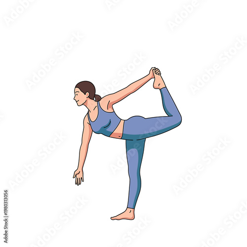 Woman doing yoga exercise standing pose.