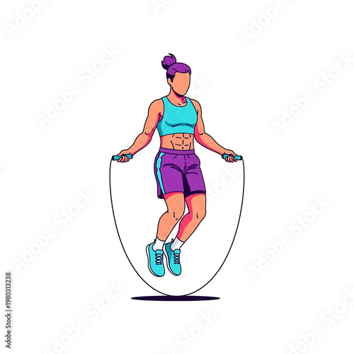 Woman jumping rope fitness exercise.