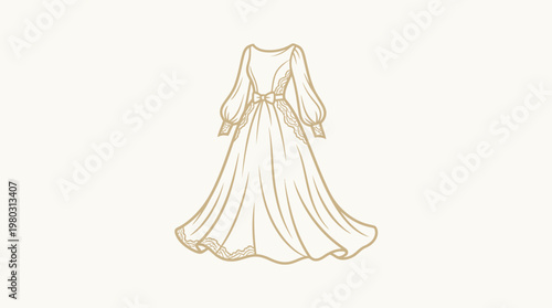 Elegant Beige Wedding Gown Sketch