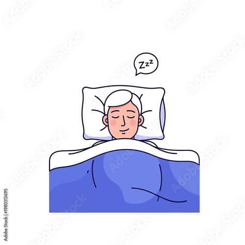 Smiling Old Man Sleeping Peacefully.