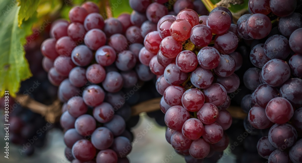 Naklejka premium Zoomed detailed photo of grape clusters revealing vibrant ripe fruits