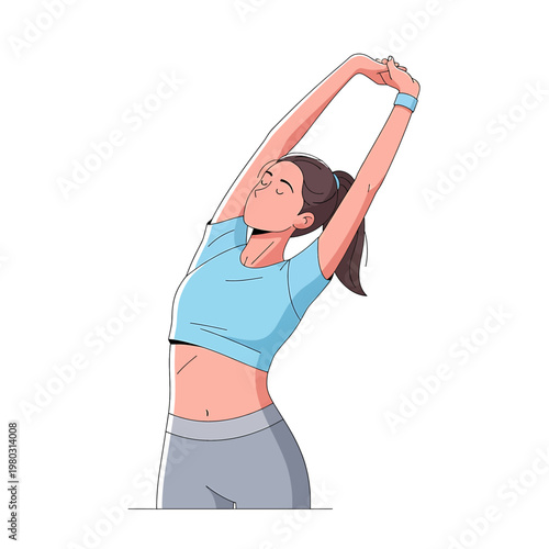 Woman doing side stretch exercise.
