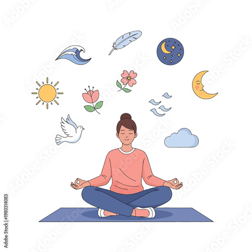 Woman meditating in lotus position 10.