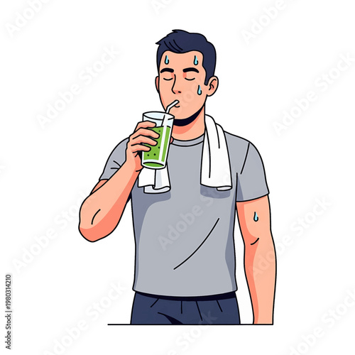 Man drinking green juice after workout 1.