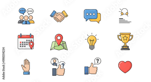 Various business communication icons and symbols.