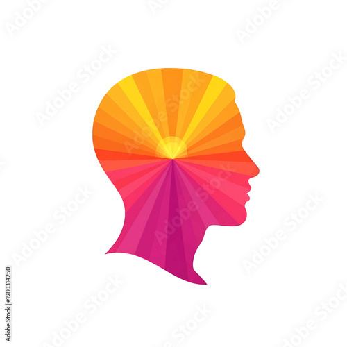 Vibrant Polygonal Human Head Illustration.