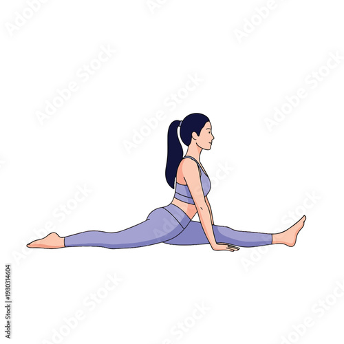 Woman in yoga pose stretching legs.