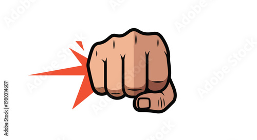 Fist Punching Forward with Impact Effect