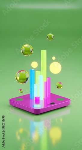 Futuristic 3D graphic purple platform technology.