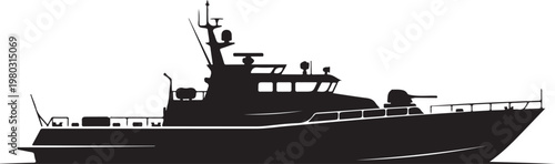 Black boat, yacht, vessel, silhouette, vector graphic, nautical, ship