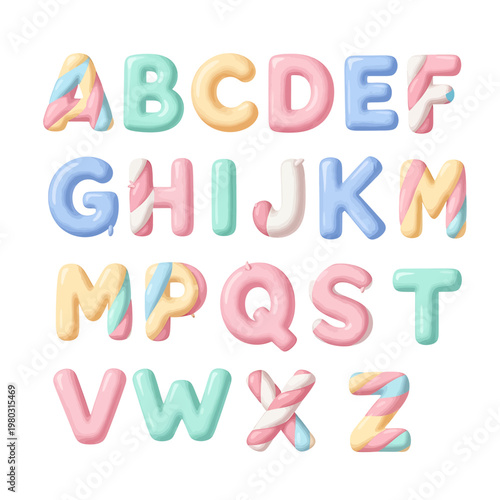 Colorful Alphabet Letters in Pastel 3.